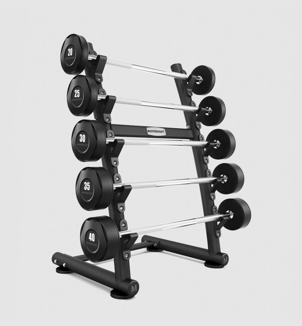 Rubber Fixed Barbells (Set of 5 Bars) & Rack product image